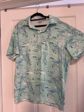 Izod Mint Green Tropical Print Polo